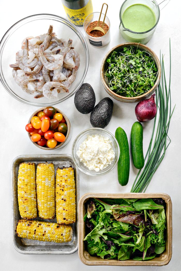 Ingredients for the blackened shrimp salad