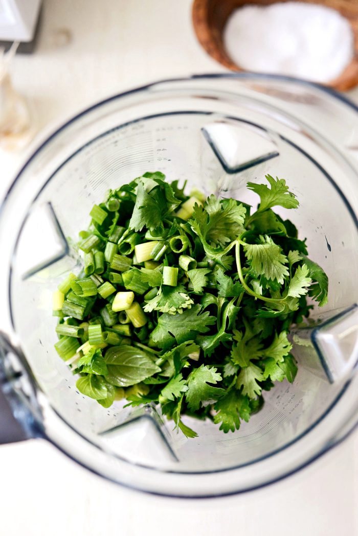 Add in herbs and green onions