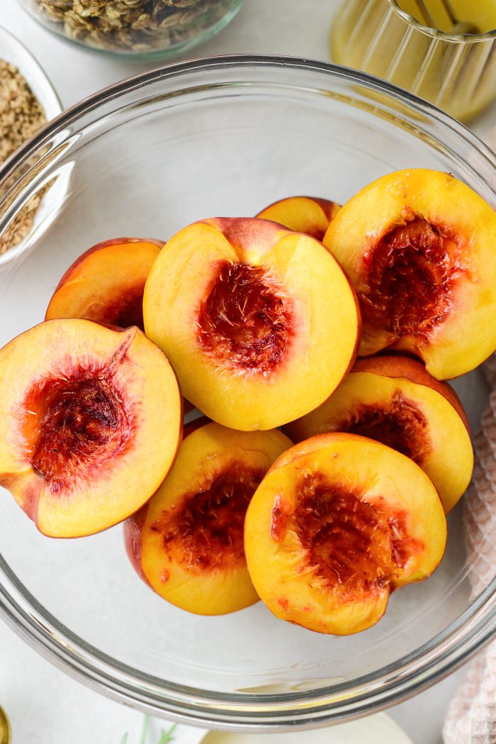 bowl of nectarine halves