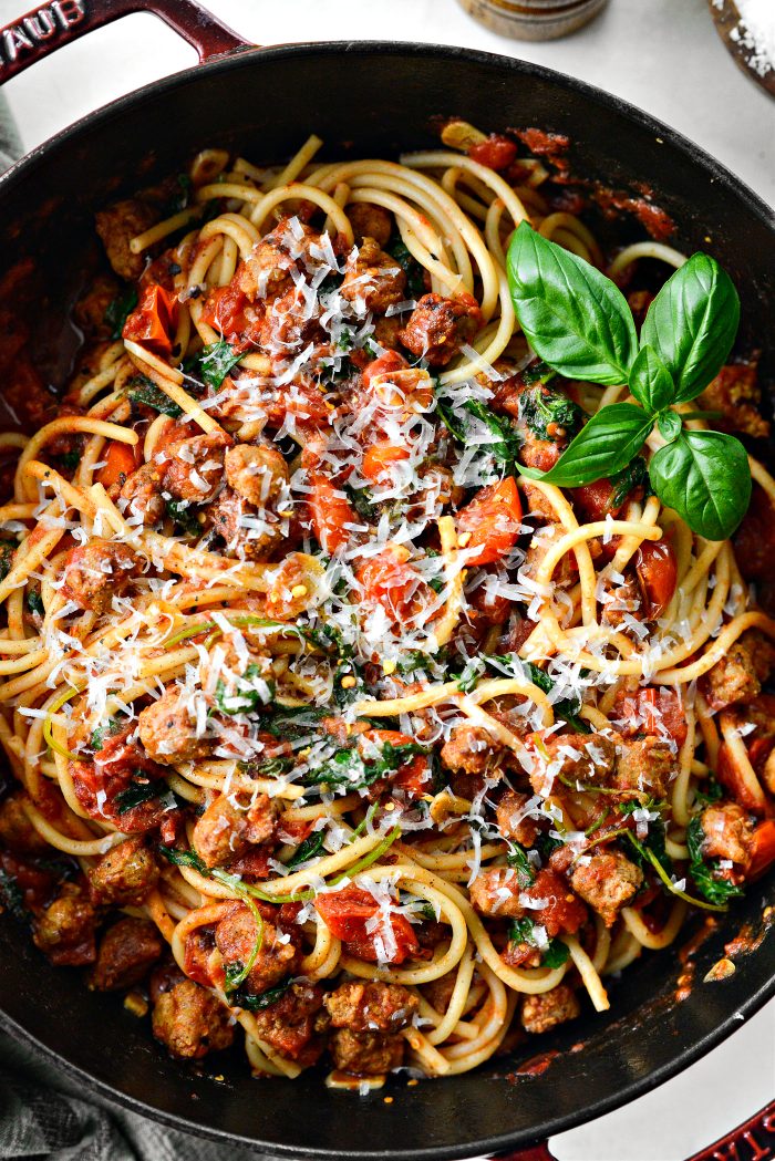 Italian Sausage Tomato Kale Pasta