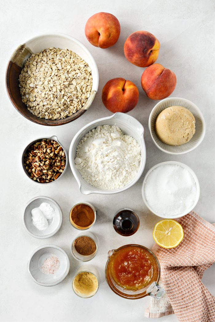 Ingredients for Summer Peach Streusel Bars