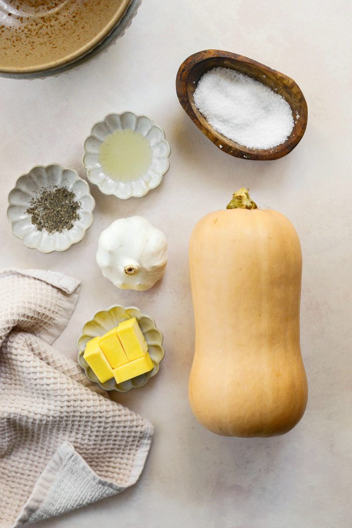 ingredients for Roasted Garlic Whipped Butternut Squash