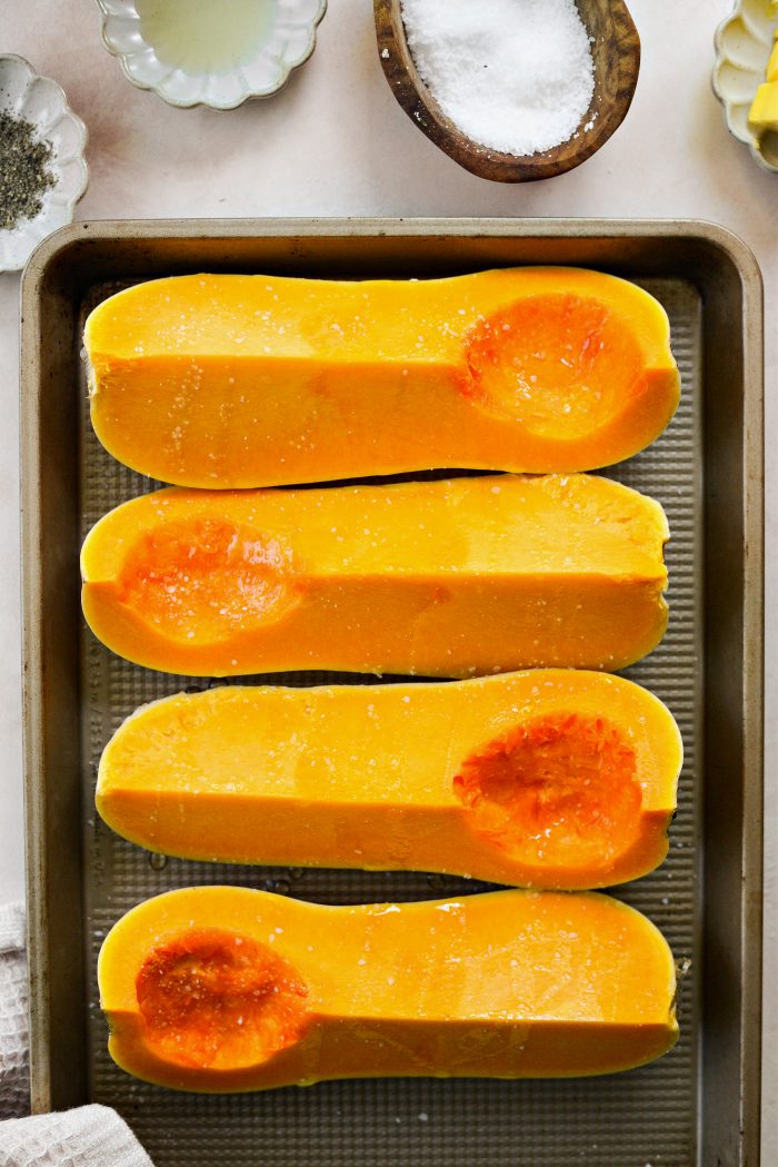 quartered butternut squash