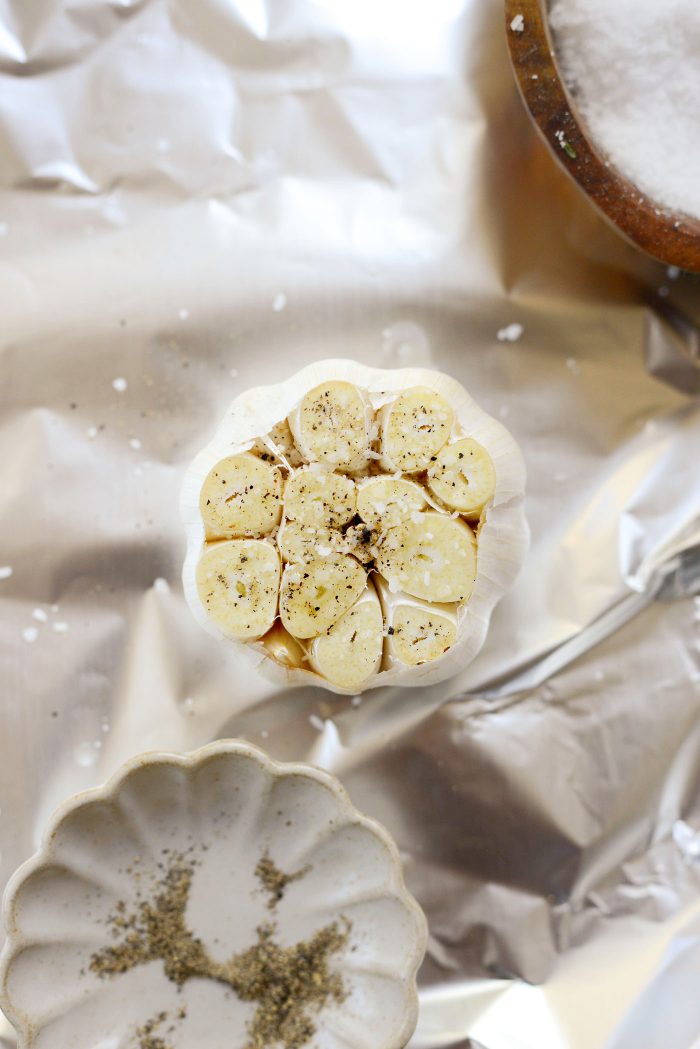 garlic with olive oil, salt and pepper