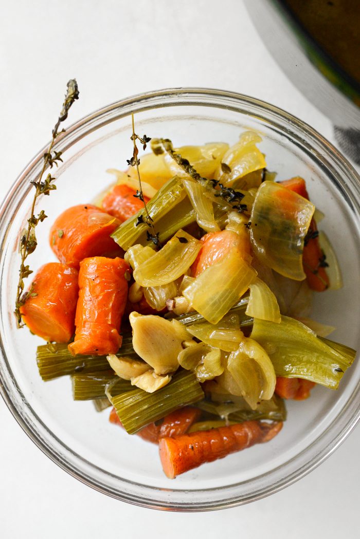 bowl of veggies from pot