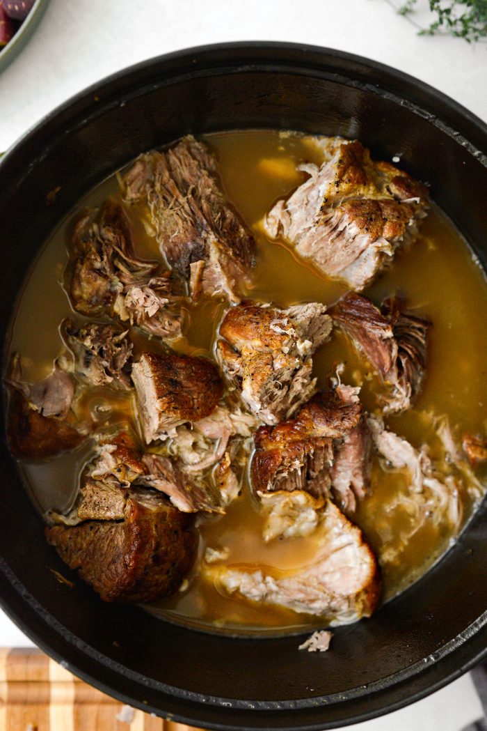 add the braised pork back in