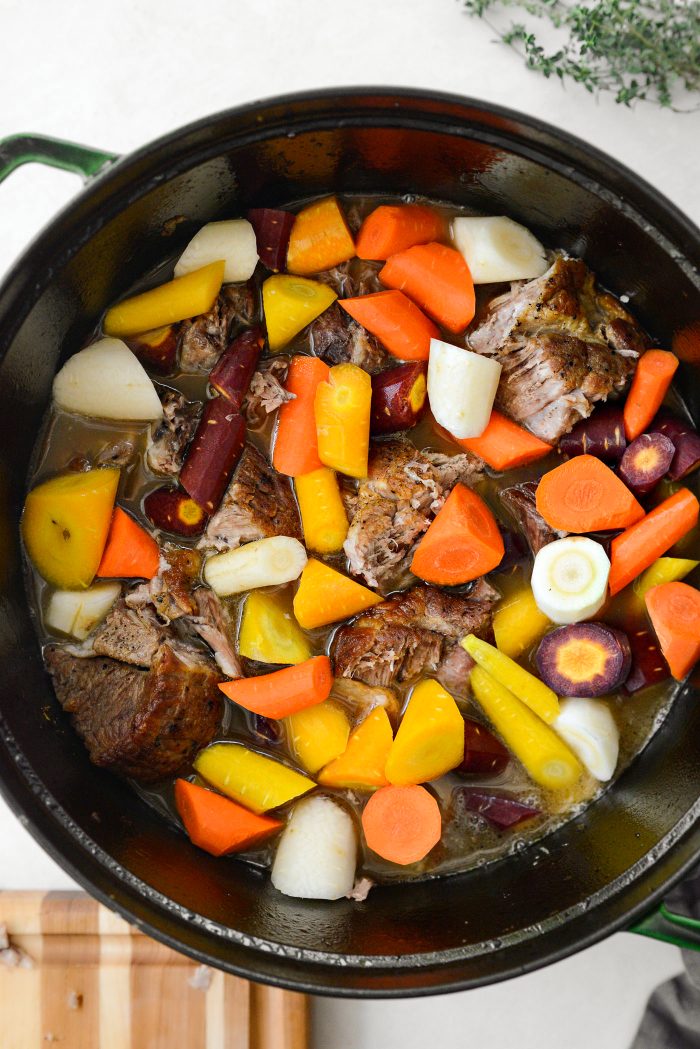 add in the rainbow carrots