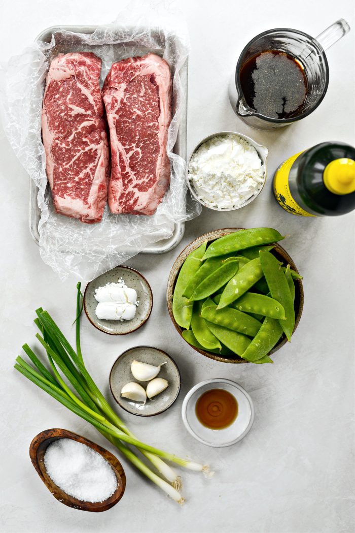 Ingredients for Crispy Honey Beef with Snow Peas