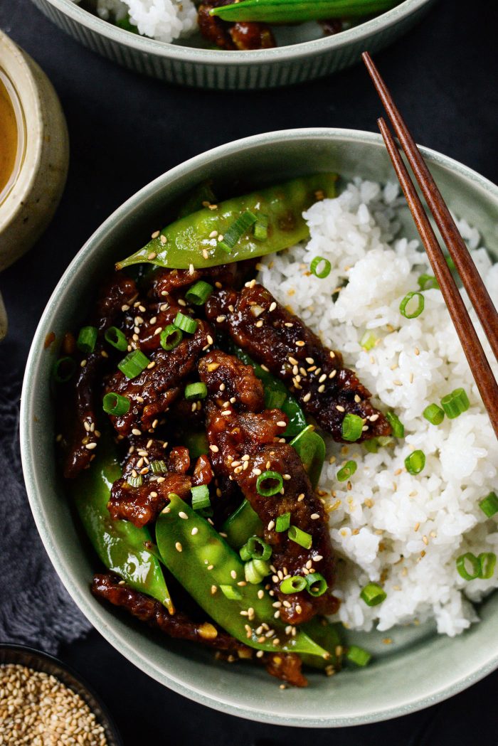 Crispy Honey Beef with Snow Peas