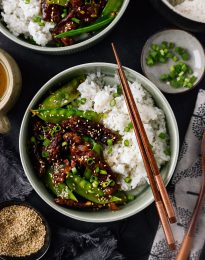 Crispy Honey Beef with Snow Peas