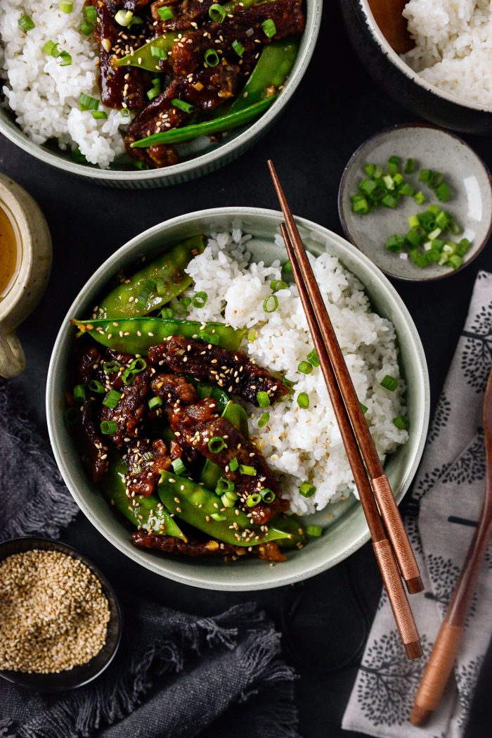 Crispy Honey Beef with Snow Peas