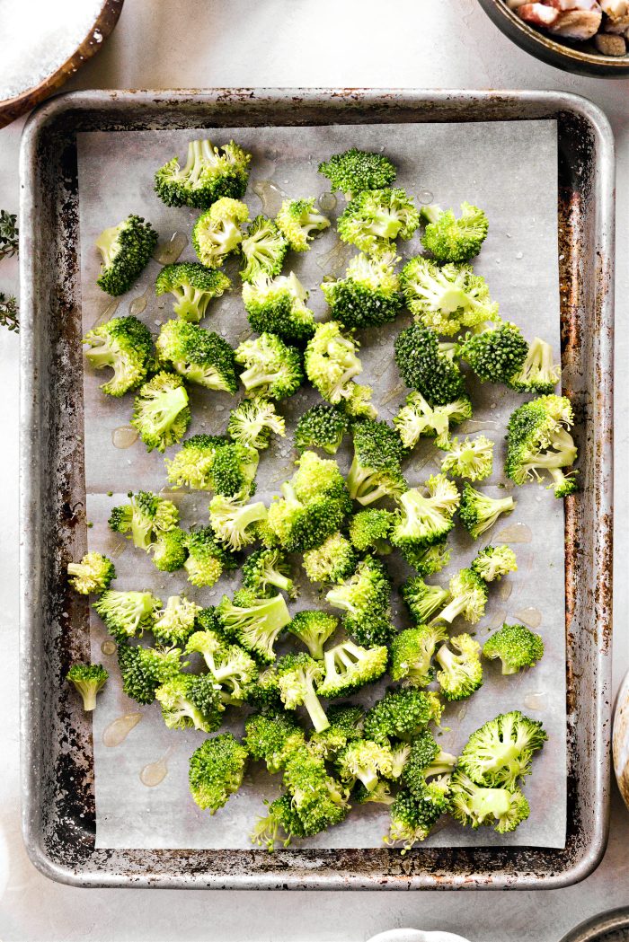 broccoli, oil and salt