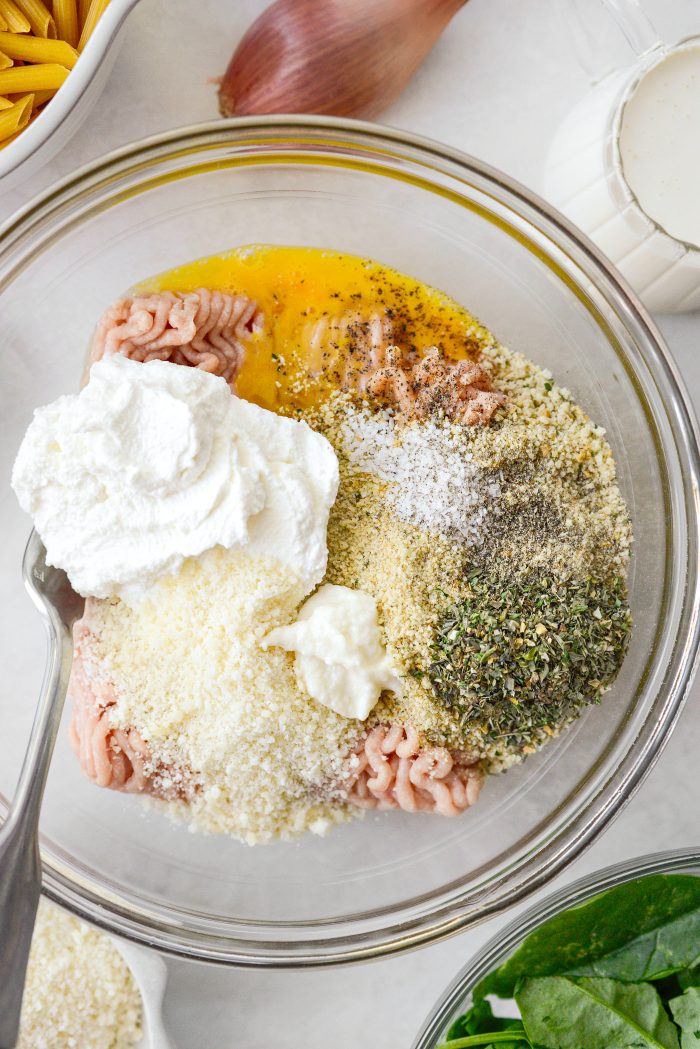 meatball ingredients in a bowl