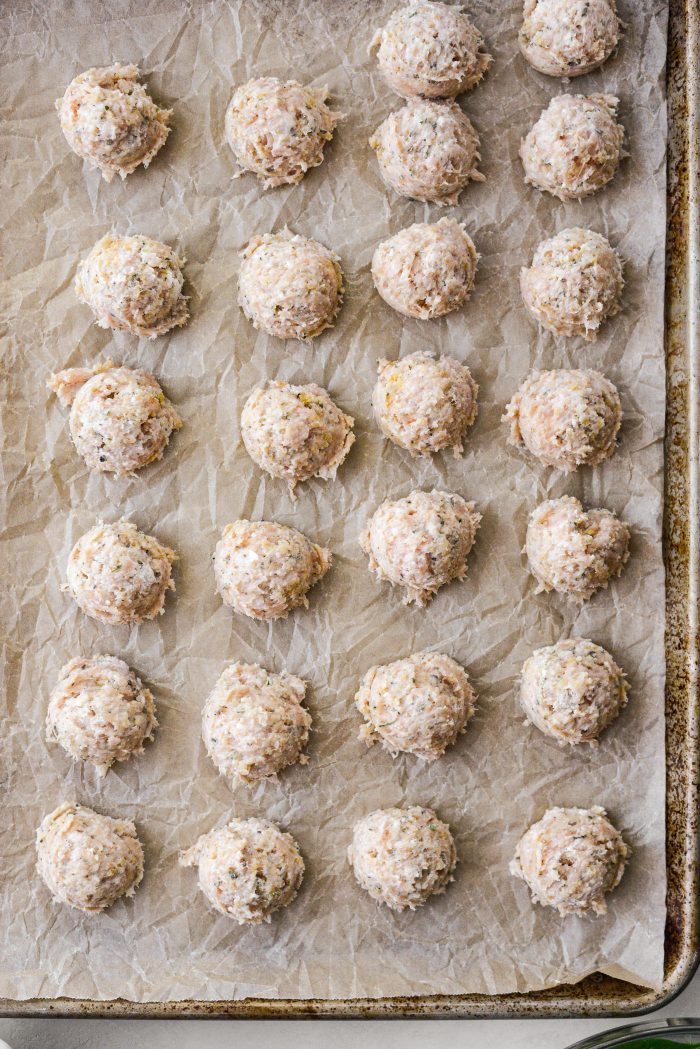 meatballs on prepared pan