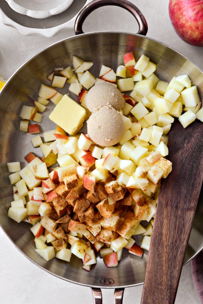 sautéed apples ingredients in skillet