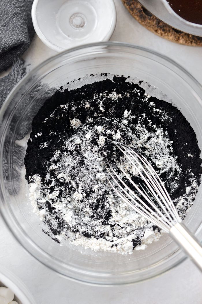 whisk flour, black cocoa and salt