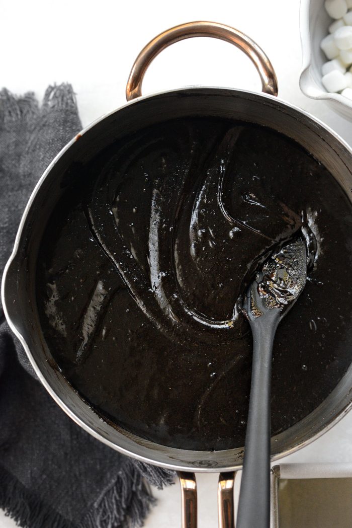 use a spatula to scrape sides and bottom of pan