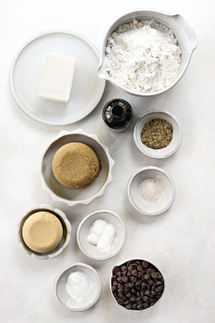 ingredients for Gluten-Free Vegan Chocolate Chip Cookies