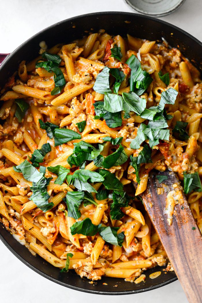 Add the torn fresh basil