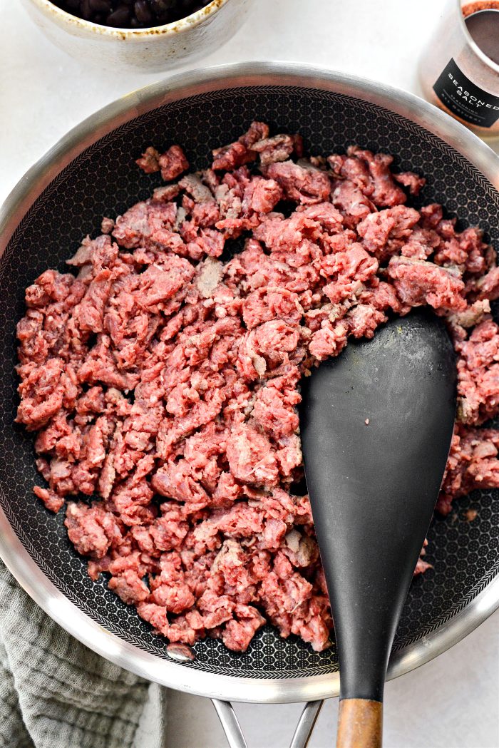 ground beef in skillet