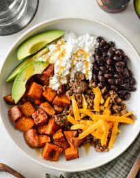 Sweet Potato Beef Bowl with Hot Honey