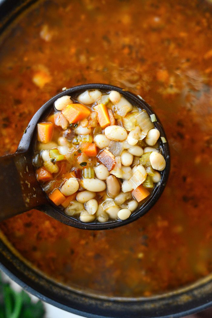 ladle soup into bowls
