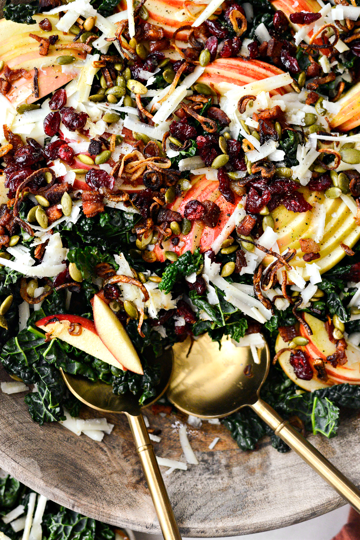 Honeycrisp Manchego Kale Salad with Pancetta