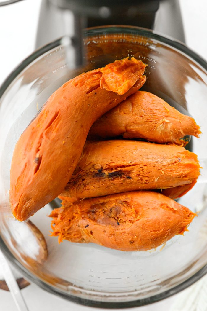 add roasted sweet potatoes to bowl of your stand mixer