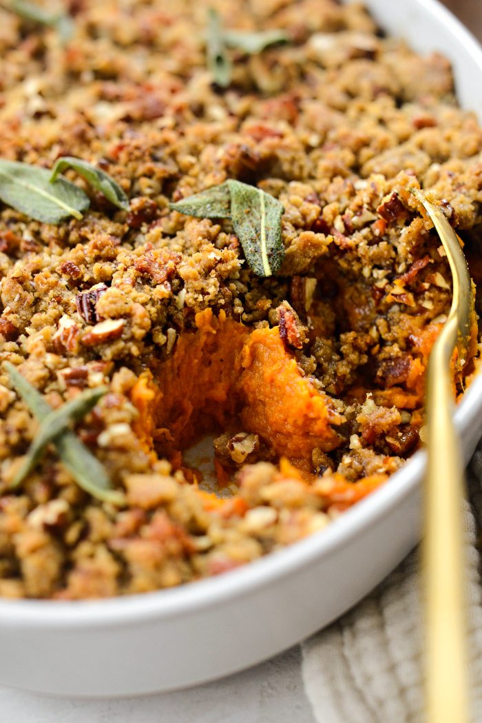 Maple Bourbon Bacon Sweet Potato Casserole