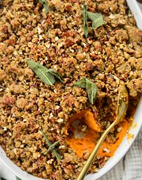 Maple Bourbon Bacon Sweet Potato Casserole