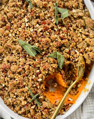 Maple Bourbon Bacon Sweet Potato Casserole