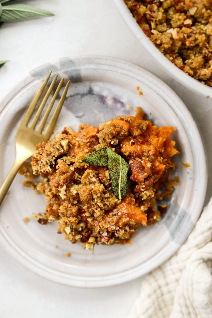 Maple Bourbon Bacon Sweet Potato Casserole