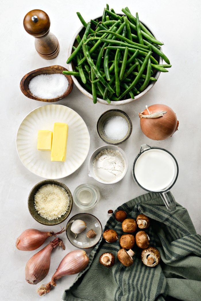 Ingredients for Green Bean Casserole with Fried Shallots