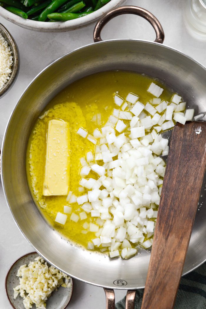 add butter and onions to skillet