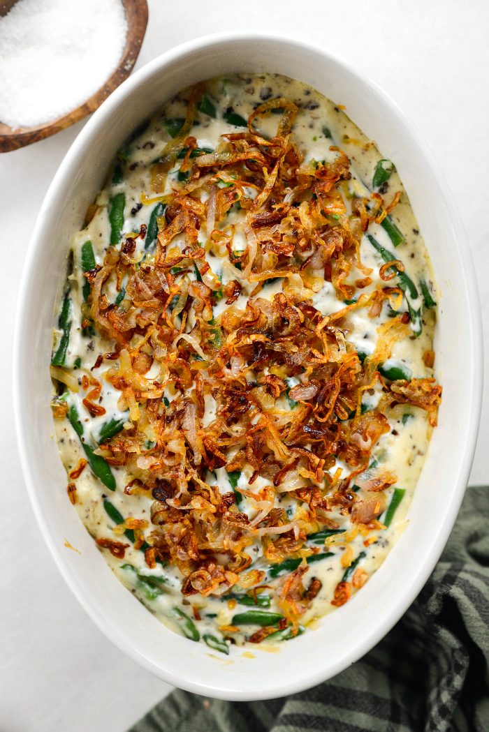 sprinkle fried shallots over top of casserole and return to the oven