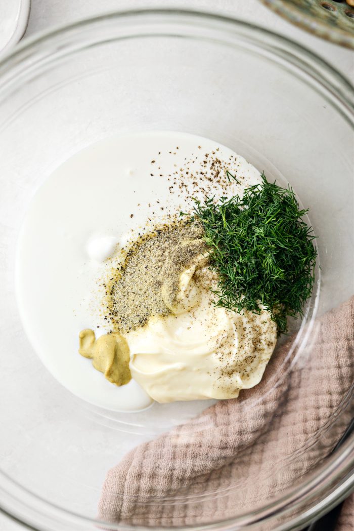 mayo, yogurt, dijon, dill, greek seasoning and black pepper