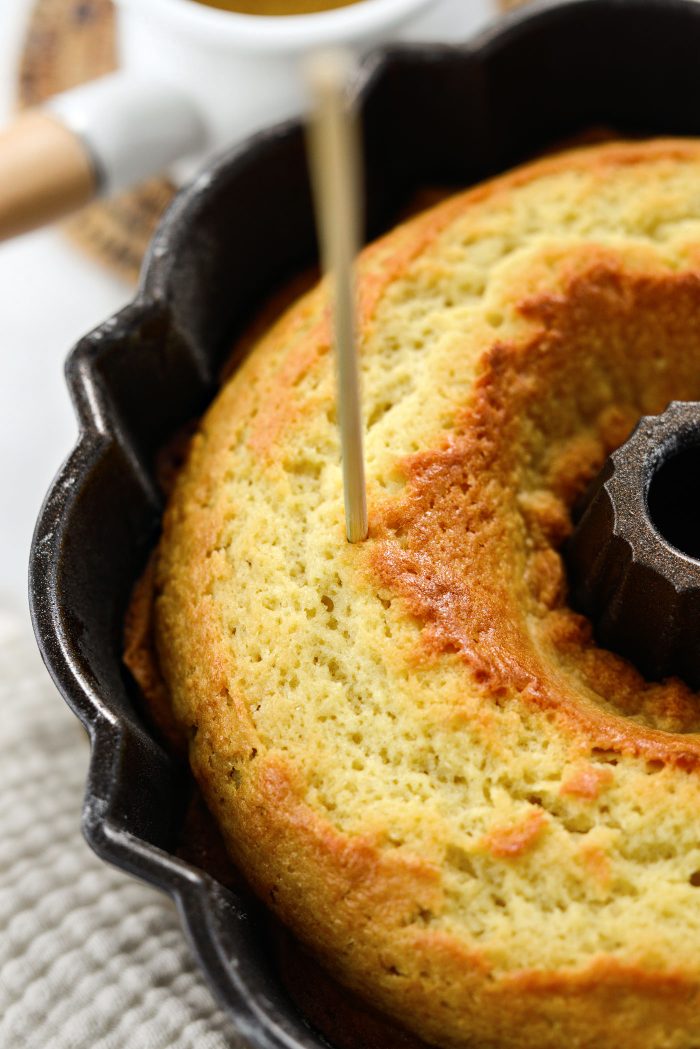 poke a hole in the cake