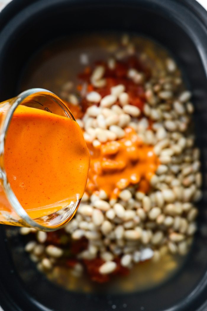 pour in buffalo sauce