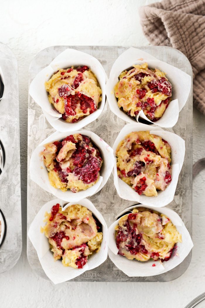 divide batter among liners