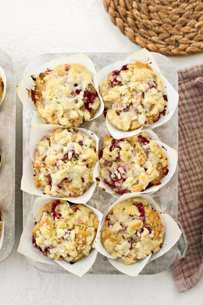 just baked Raspberry White Chocolate Streusel Muffins