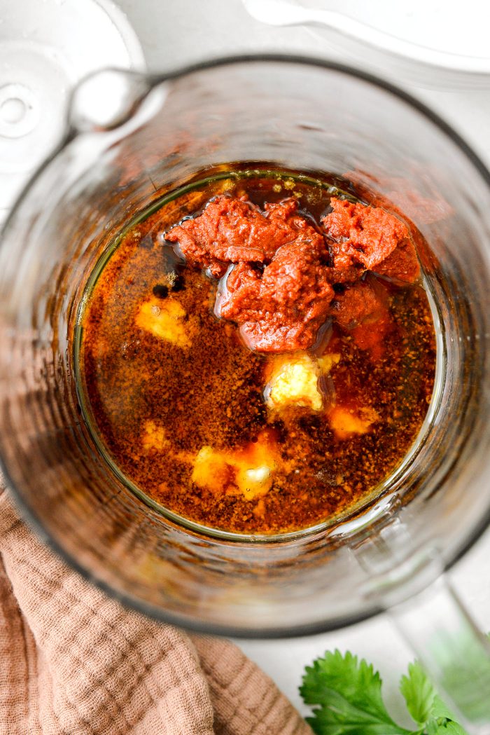 pour in soy sauce, toasted sesame oil, rice vinegar.