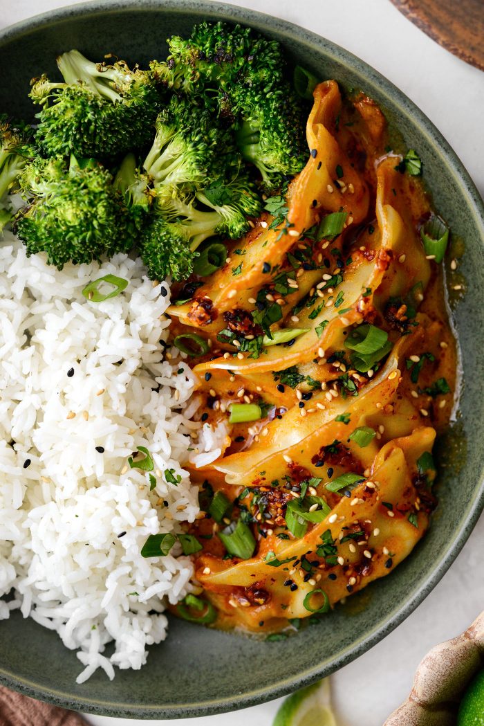 One Pan Baked Dumplings