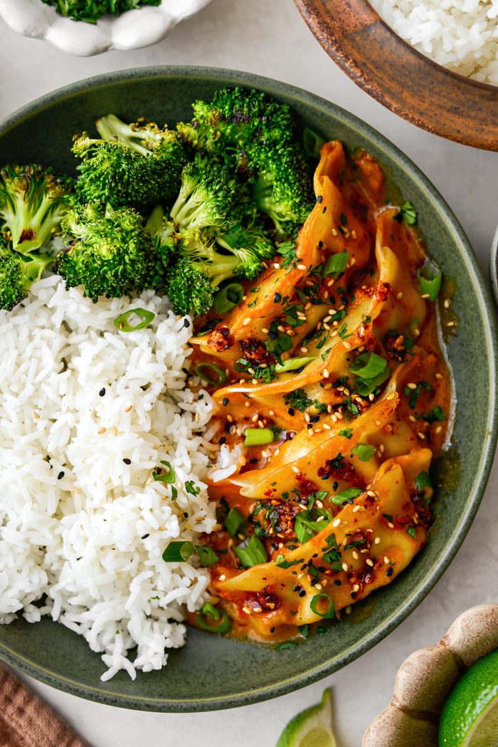 One Pan Baked Dumplings