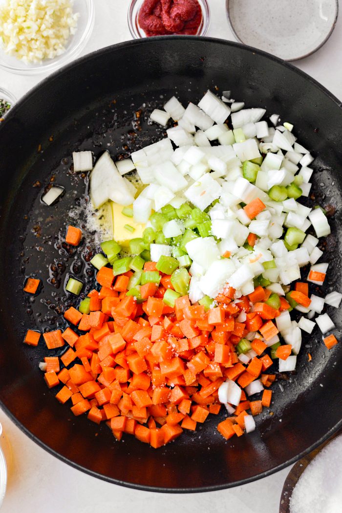 add celery, onion and carrots