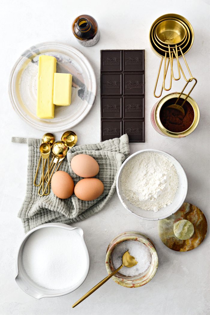 ingredients for Salted Fudge Brownies