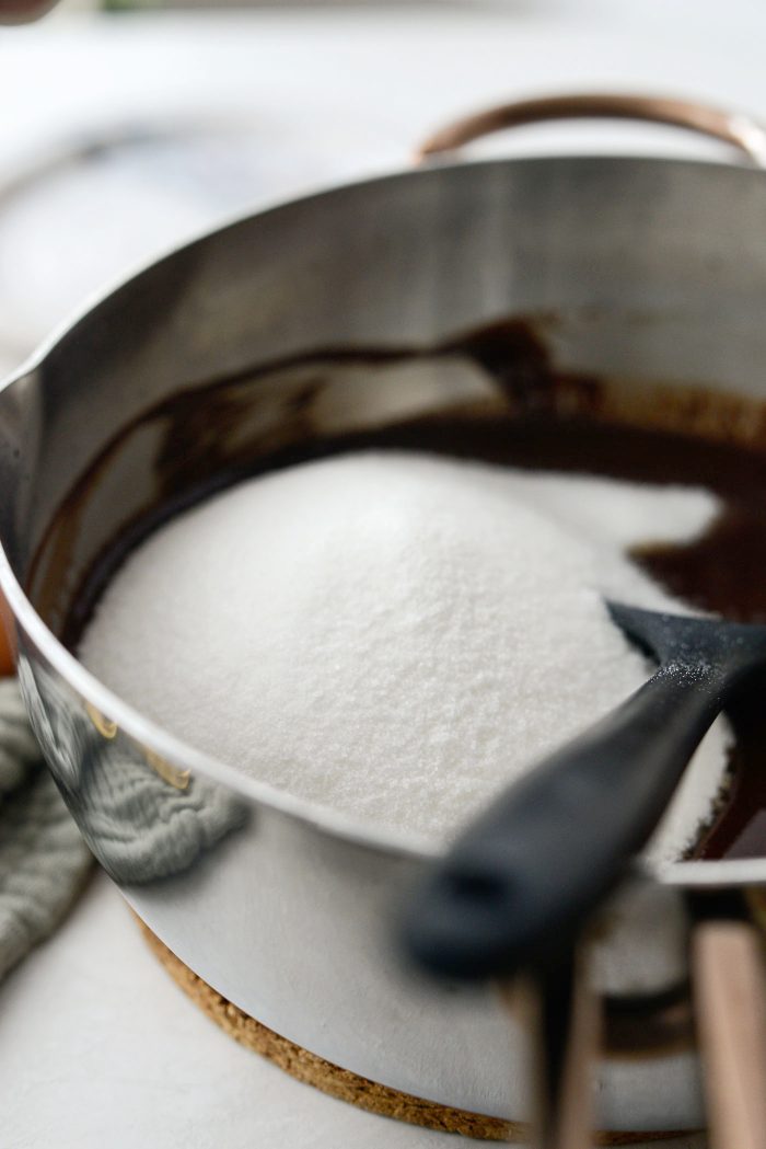 remove off heat and add sugar