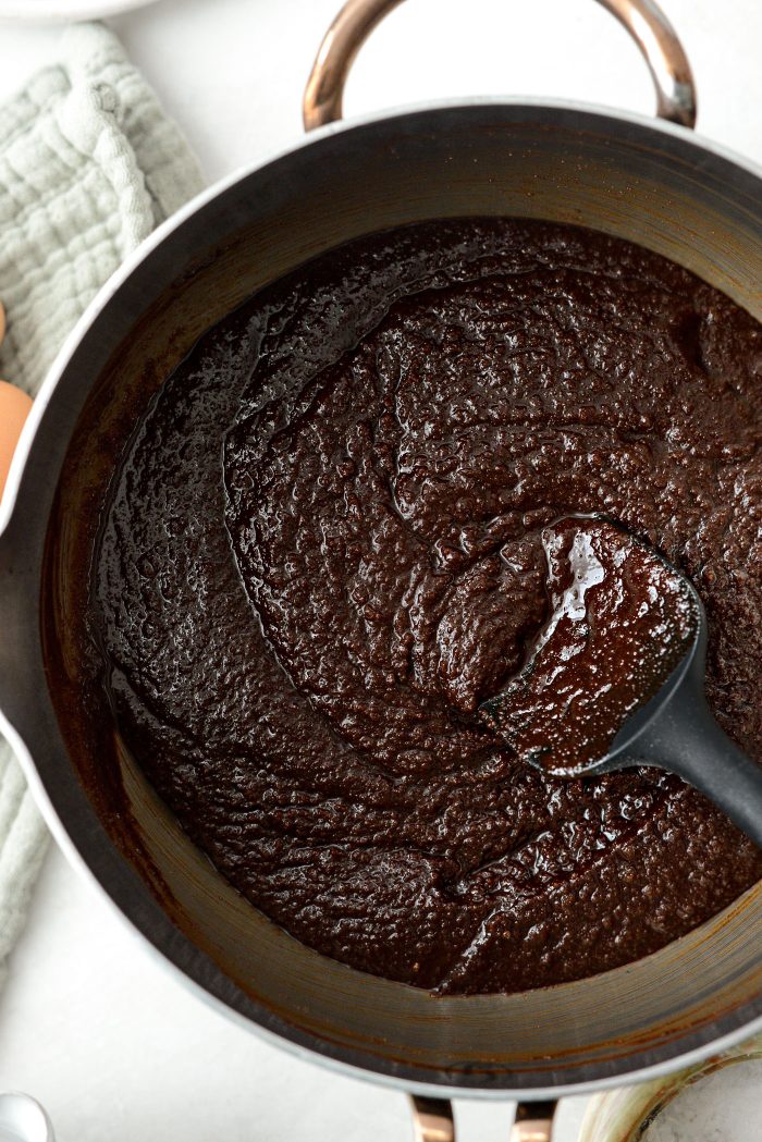 melted butter, chocolate and sugar mixture