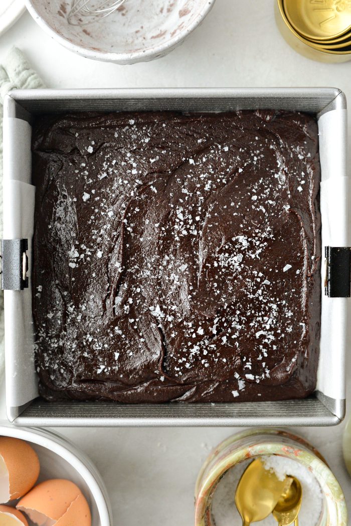 transfer to pan, spread evenly and sprinkle with 1/2 tsp flaky salt