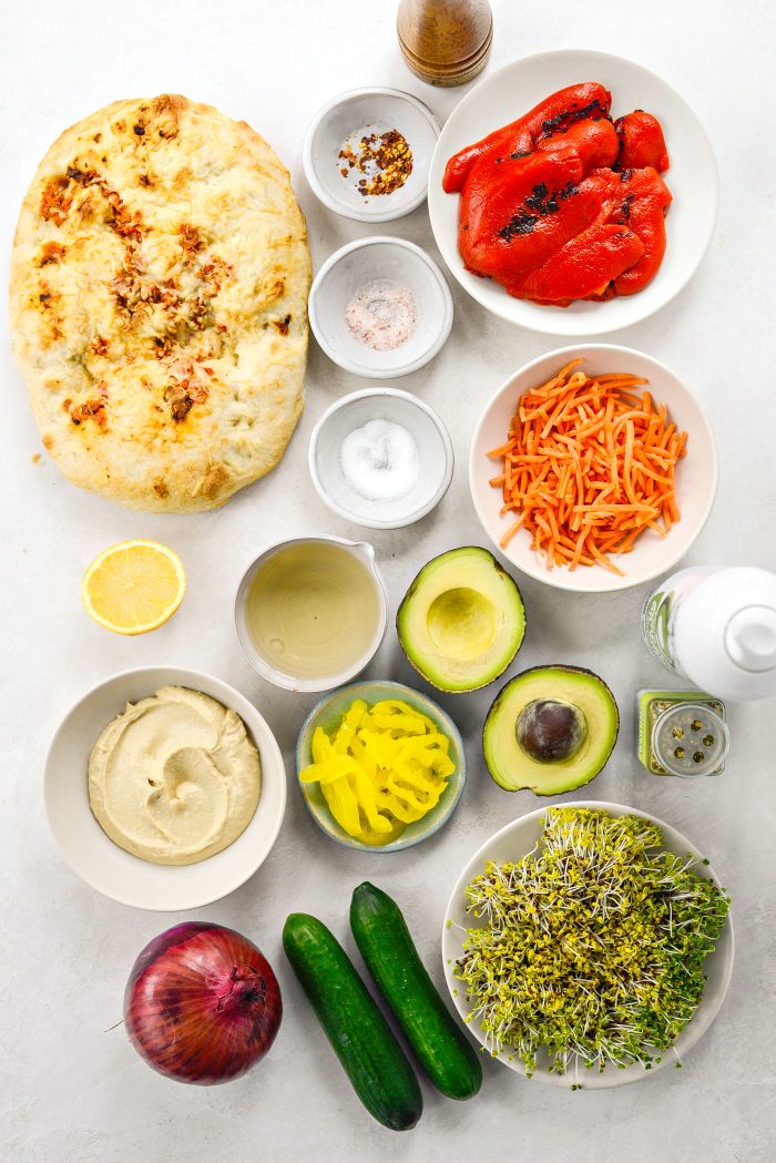 Ingredients for Rainbow Veggie Sandwich