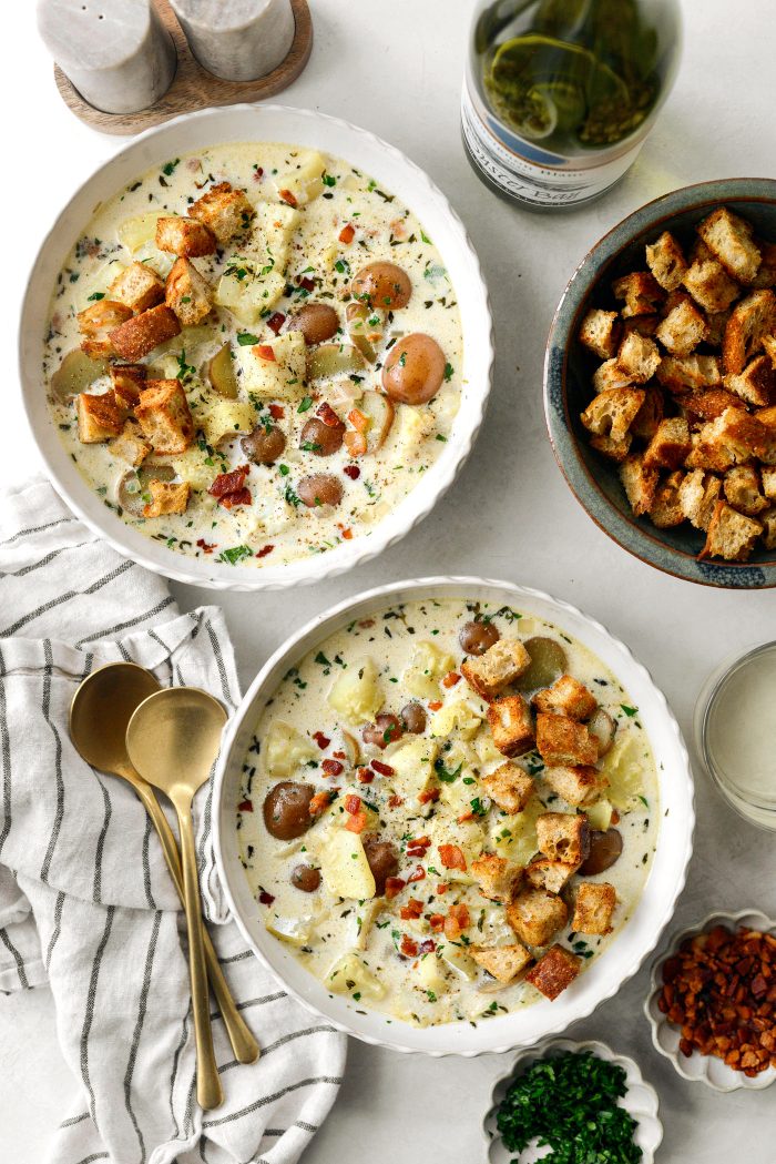 Fish Chowder with Old Bay Croutons